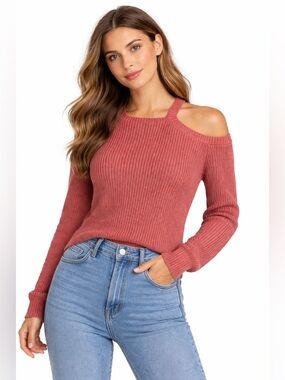 collections by celeze Women's coral Cold Shoulder Sweater